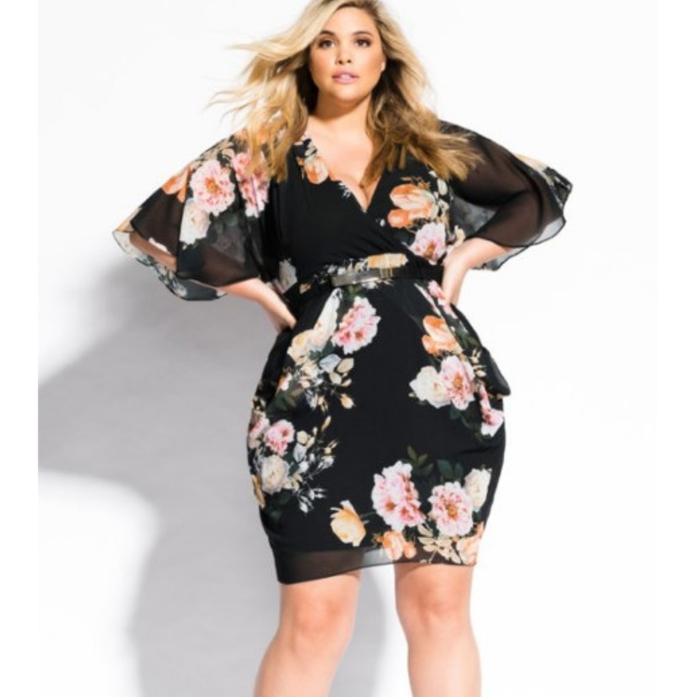 City Chic floral dress size US 20 (belt not included)